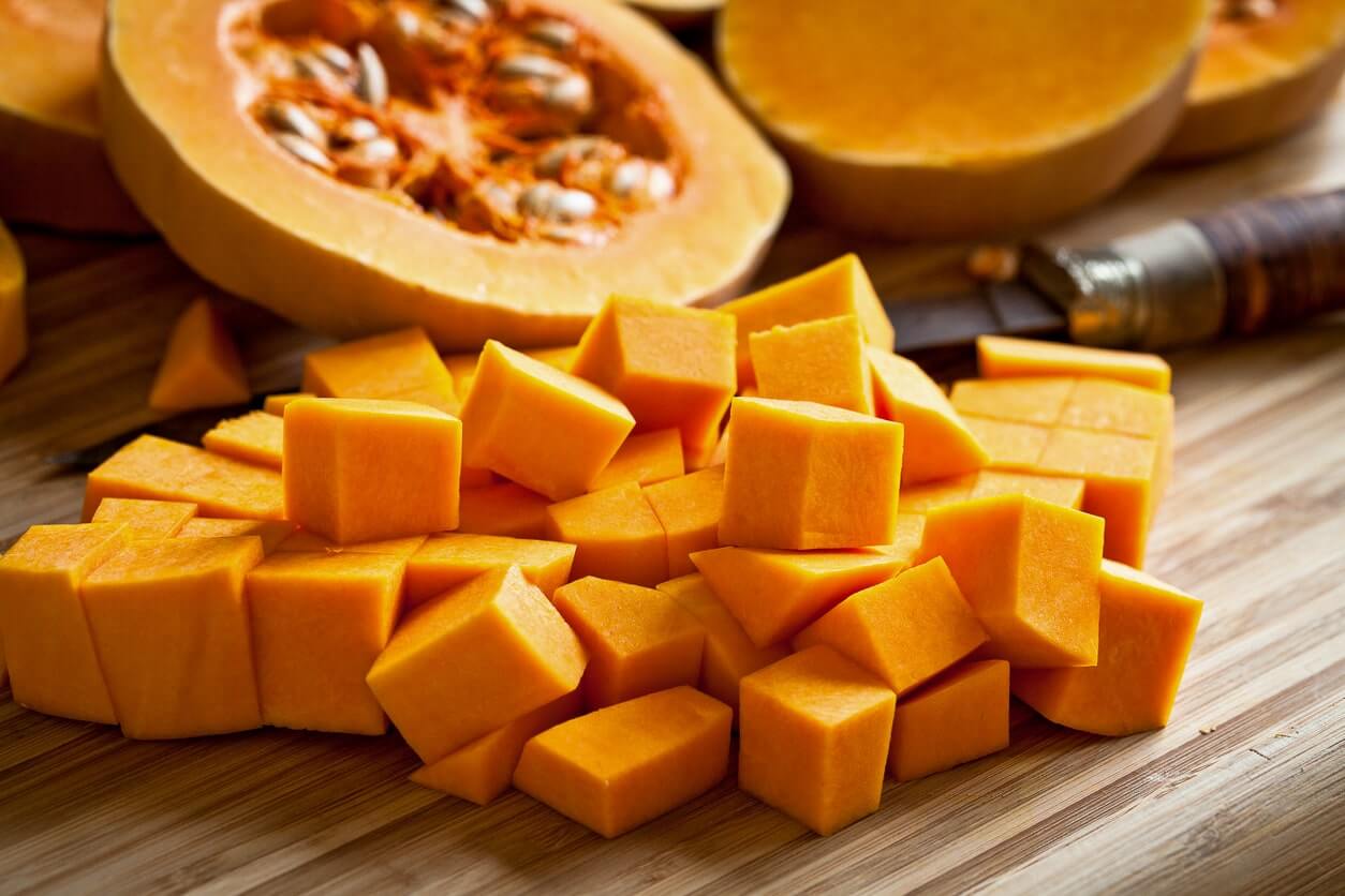 Yellow Pumpkin Cube Cut